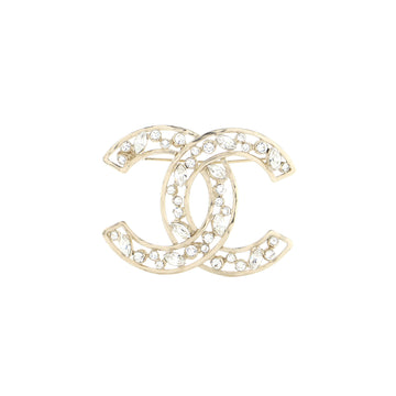 Chanel CC Cut-Out Brooch Metal with Crystals