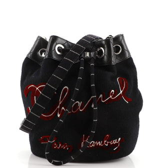 Chanel Paris-Hamburg Drawstring Bucket Bag Embroidered Wool Small