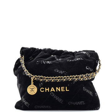 Chanel 22 Chain Hobo Quilted Velvet with Sequins Medium