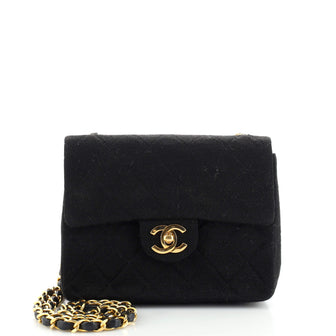 Chanel Vintage Square Classic Single Flap Bag Quilted Jersey Mini