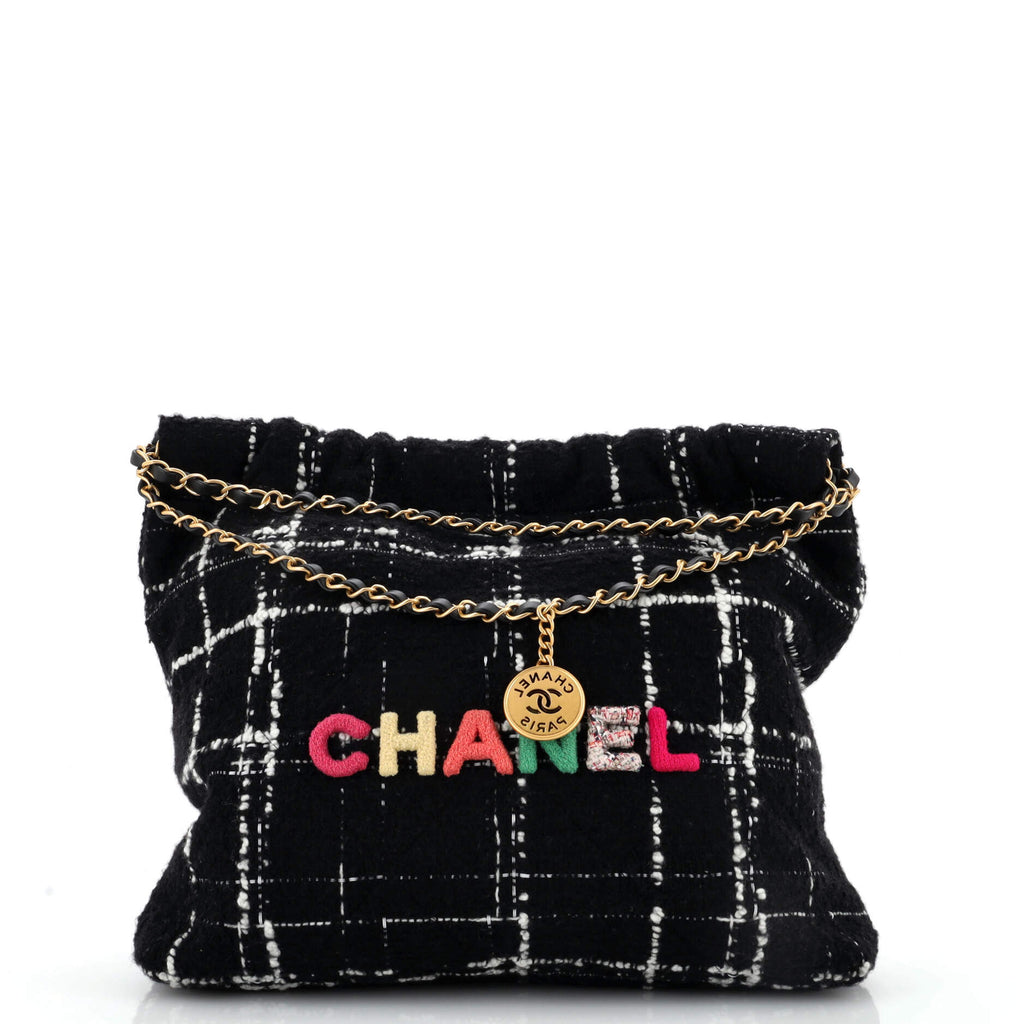 CHANEL Wool Tweed Quilted Chanel 22 Black Multicolor 1182479
