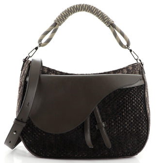 Christian Dior Rope Handle Saddle Soft Bag Oblique Canvas