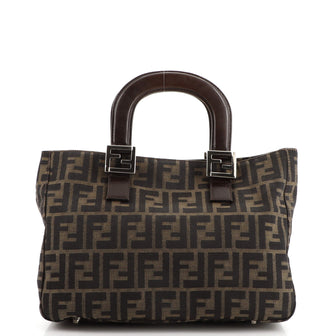 Fendi Vintage FF Handle Tote Zucca Canvas Small