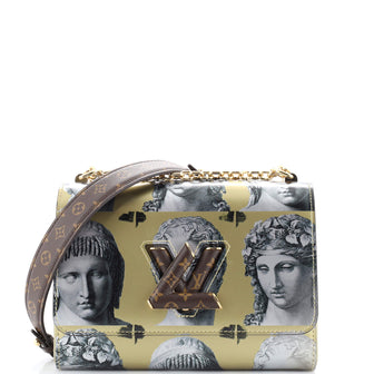 Louis Vuitton Twist Handbag Limited Edition Fornasetti Print Leather and Monogram Canvas MM
