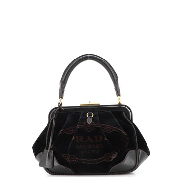Prada Canapa Frame Satchel Velvet with Leather Small