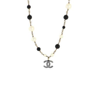 Chanel CC Pendant Short Necklace Faux Pearls, Beads and Metal with Resin and Crystals