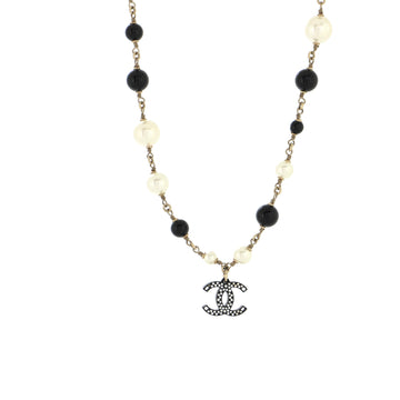 Chanel CC Pendant Short Necklace Faux Pearls, Beads and Metal with Resin and Crystals