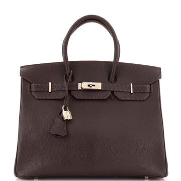 Hermes Birkin Handbag Brown Chevre de Coromandel with Palladium Hardware 35