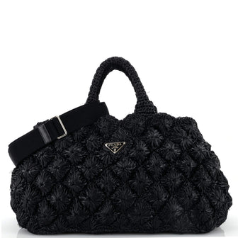 Prada Canapa Convertible Tote Straw Large