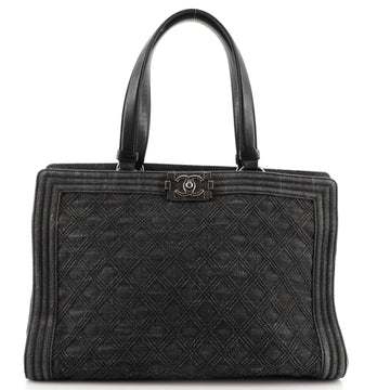 Chanel Boy Shopping Tote Quilted Denim