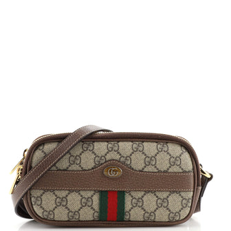 Gucci Ophidia Triple Zip Crossbody Bag GG Coated Canvas Mini
