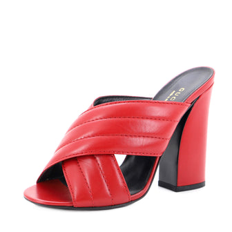 Gucci Women's Webby Crossover Block Heel Sandals Leather