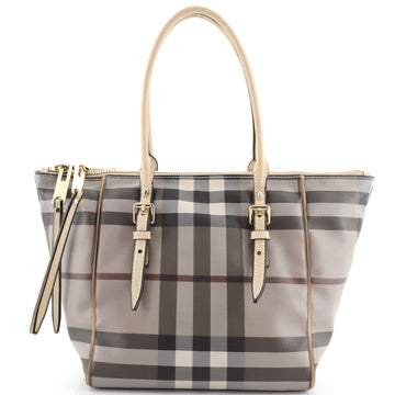 Burberry Salisbury Tote Haymarket Coated Canvas Small