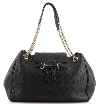 Gucci Emily Flap Shoulder Bag Guccissima Leather Large