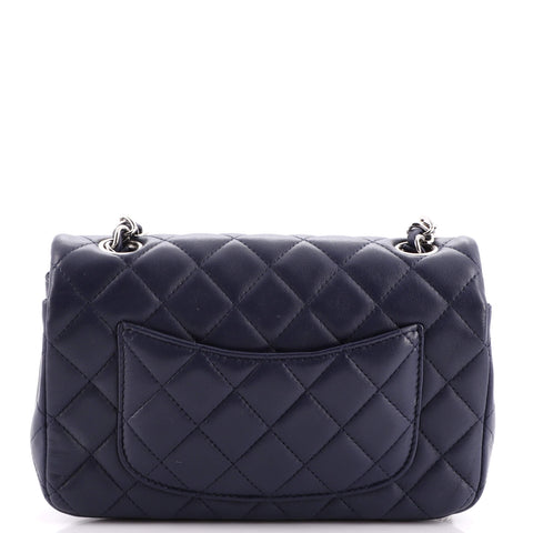 Chanel Classic Single Flap Bag Quilted Lambskin Mini Blue 2058491
