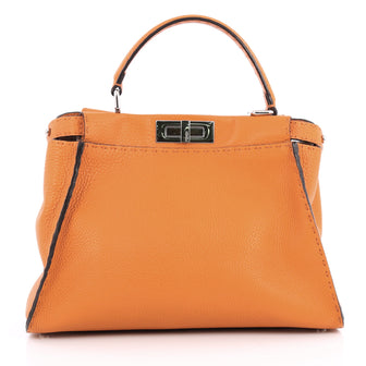 Fendi Selleria Peekaboo Handbag Leather Regular Orange 2058501