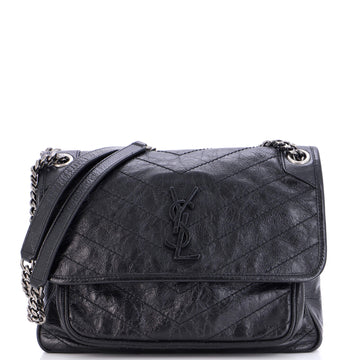 Saint Laurent Niki Chain Flap Bag Matelasse Chevron Leather Medium