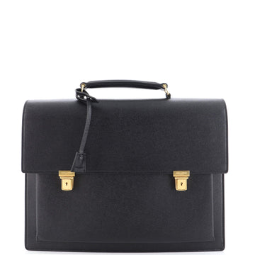 Saint Laurent Double Buckle Flap Briefcase Leather Large