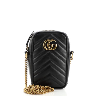 Gucci GG Marmont Vertical Phone Crossbody Bag Matelasse Leather Mini