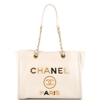 Chanel Deauville Tote Embellished Shiny Calfskin Small