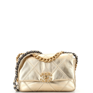 Chanel 19 Flap Bag Stitched Metallic Goatskin Medium