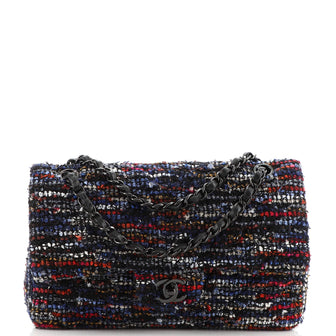 Chanel Classic Double Flap Bag Quilted Tweed Medium