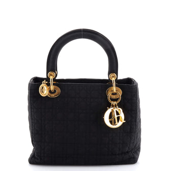 Christian Dior Vintage Lady Dior Bag Cannage Quilt Nylon Medium