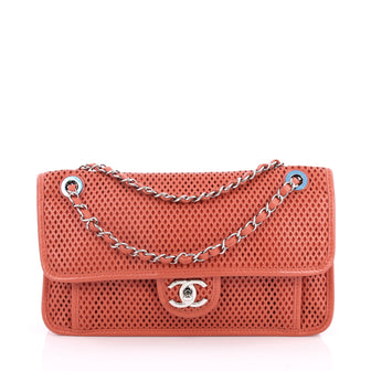 Chanel Up In The Air Flap Bag Perforated Leather Medium Pink