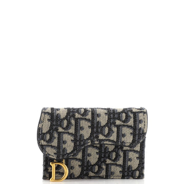 Christian Dior Saddle Card Case Oblique Canvas