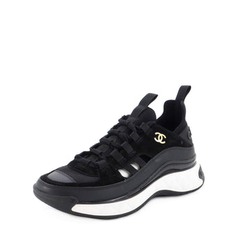 Chanel Women's CC Cap Toe Logo Sneakers Suede and Mixed Fibers