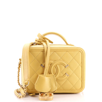 Chanel Filigree Vanity Case Quilted Caviar Small
