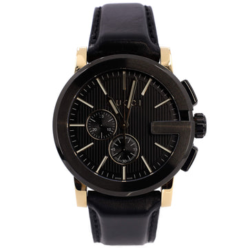 Gucci G-Chrono Chronograph Quartz Watch PVD Stainless Steel and Leather 44