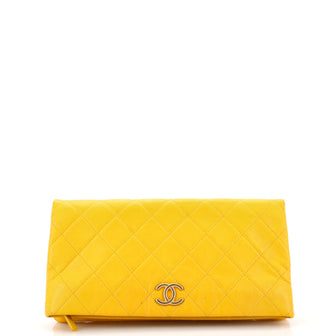Chanel CC Foldover Clutch Quilted Lambskin Large