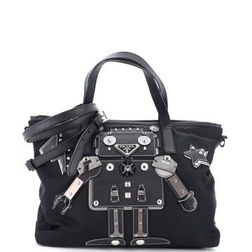 Prada Convertible Robot Zip Tote Tessuto Small