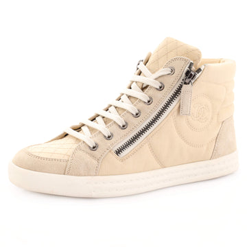Chanel Women's CC Double Zip Lace Up Sneakers Canvas and Suede