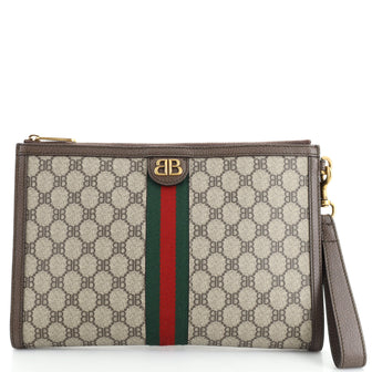 Balenciaga x Gucci The Hacker Project Web Wristlet Clutch BB Coated Canvas