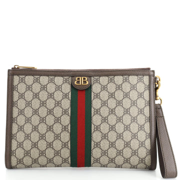 Balenciaga x Gucci The Hacker Project Web Wristlet Clutch BB Coated Canvas
