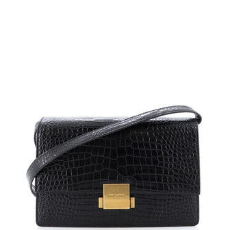 Saint Laurent Bellechasse Satchel Crocodile Embossed Leather Medium