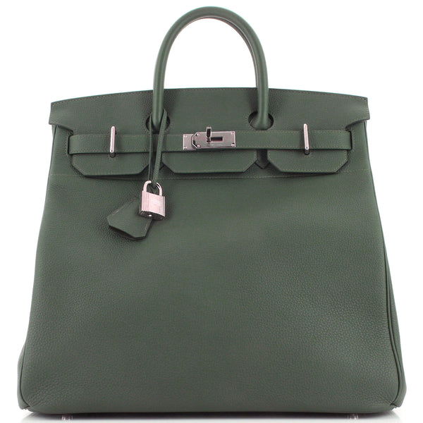 Hermes HAC Birkin Bag Green Togo with Palladium Hardware 40 Green