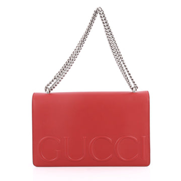 Gucci XL Chain Shoulder Bag Leather Medium Red 2061102
