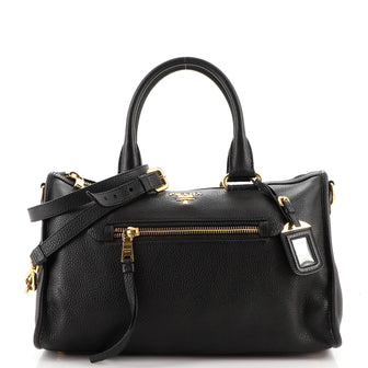 Prada Front Zip Convertible Satchel Vitello Phenix Medium