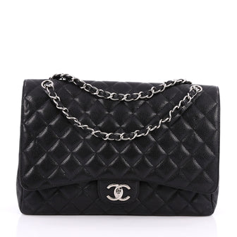 Chanel Classic Double Flap Bag Quilted Caviar Maxi Black 2061301
