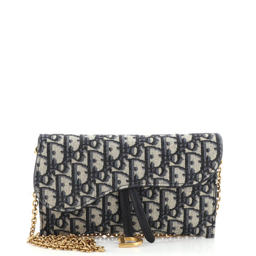 Christian Dior Saddle Chain Wallet Oblique Canvas