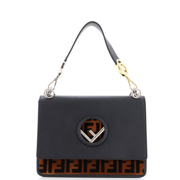 Fendi Kan I F Shoulder Bag Leather and Zucca Velvet Medium