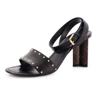 Louis Vuitton Women's Silhouette Heeled Sandals Leather with Monogram Canvas