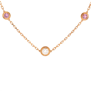 Cartier Diamants Legers Station Necklace 18K Rose Gold with Diamond and Pink Sapphires