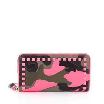 Valentino Rockstud Zip Around Wallet Camo Leather and 2062001