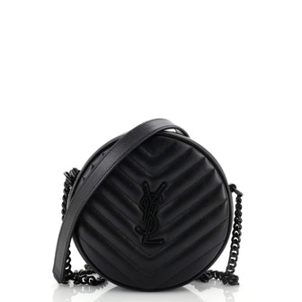 Saint Laurent Vinyle Round Camera Bag Matelasse Chevron Leather