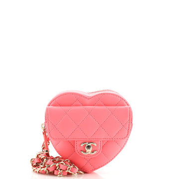 Chanel CC in Love Heart Clutch with Chain Quilted Lambskin