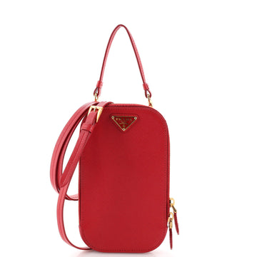 Prada Zip Phone Holder Crossbody Bag Saffiano Leather